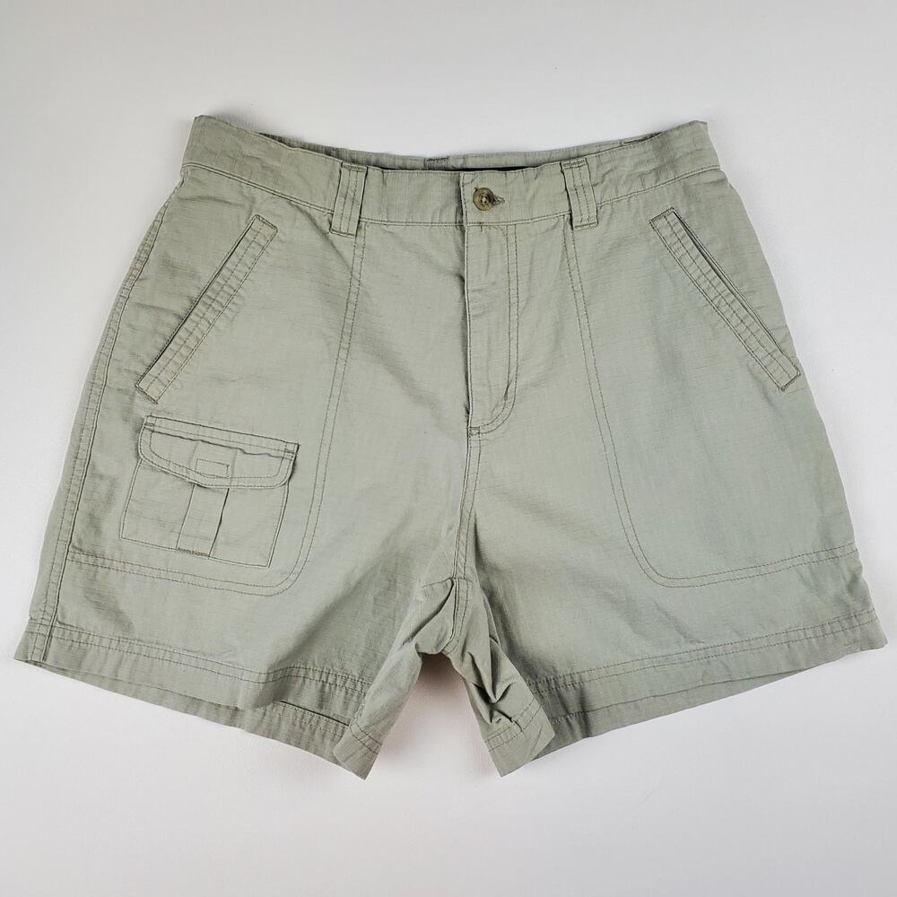 Columbia Vintage Hi Rise Mom Outdoor Cargo Pocket Shorts Cotton Khaki Women's 10